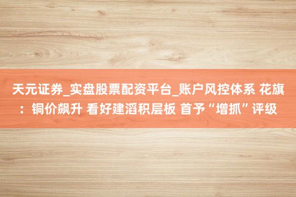 天元证券_实盘股票配资平台_账户风控体系 花旗：铜价飙升 看好建滔积层板 首予“增抓”评级